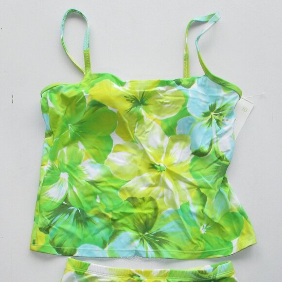 Liz Claiborne Green Tropical 2 Pc Tankini - NEW - Picture 4 of 9